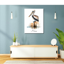 Pelican standing on a pole customizable poster