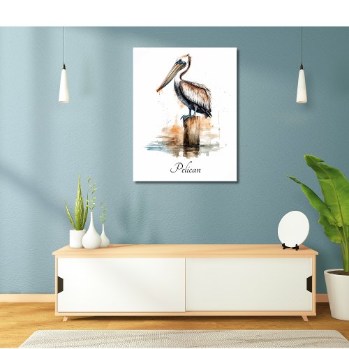 Pelican standing on a pole customizable poster