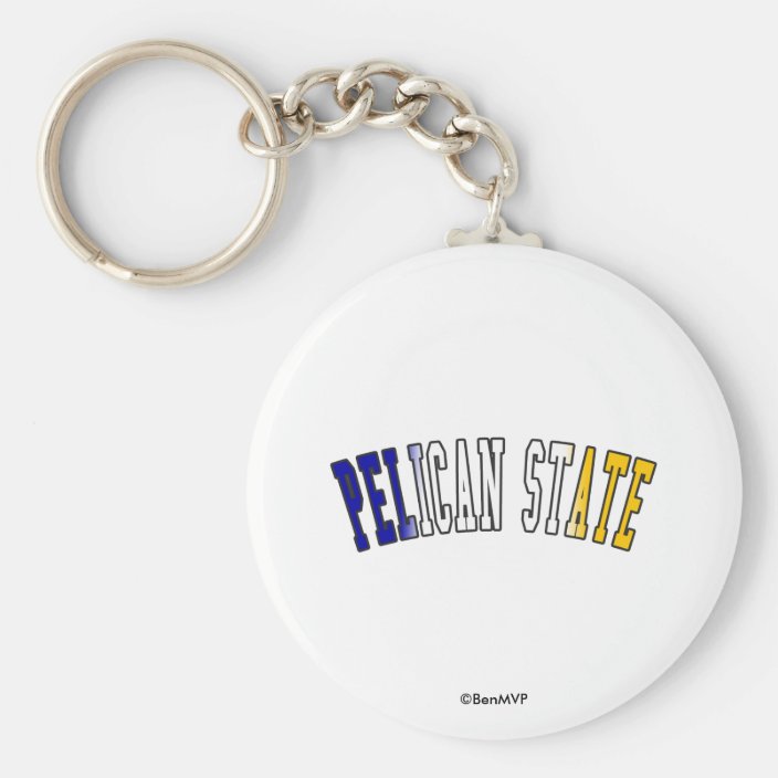 Pelican State in State Flag Colors Keychain