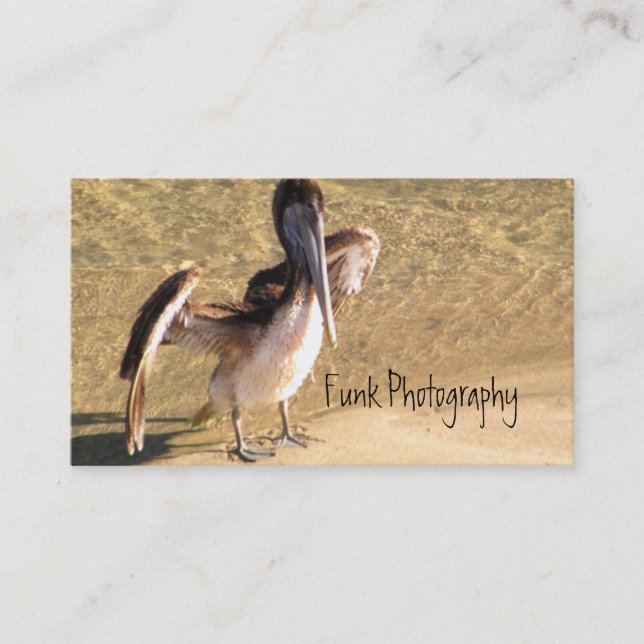 Pelican Stretching Wings Business Card (Front)