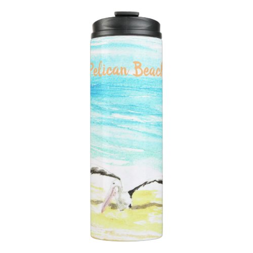 Pelican stretching wings thermal tumbler