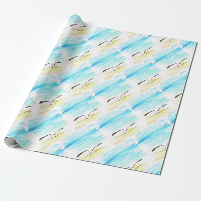 Pelican stretching wings wrapping paper (Unrolled)