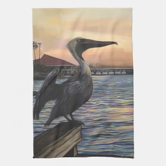 Pelican Sunset Kitchen / Hand Towels (Vertical)