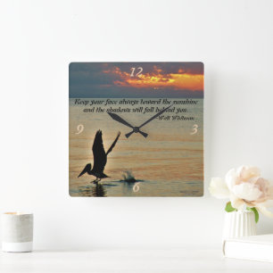 Pelican take off at sunset Gulf Coast Florida Square Wall Clock