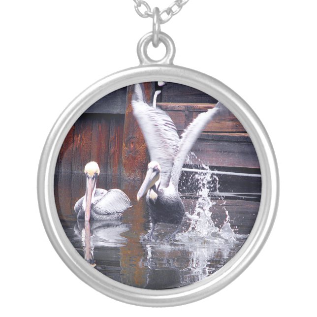 Pelican Takeoff Silver Plated Necklace (Front)