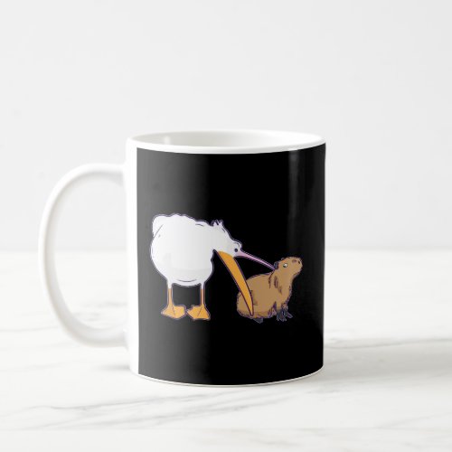 Pelican Tries to Eat Capybara Funny Cute Kawaii Me Coffee Mug