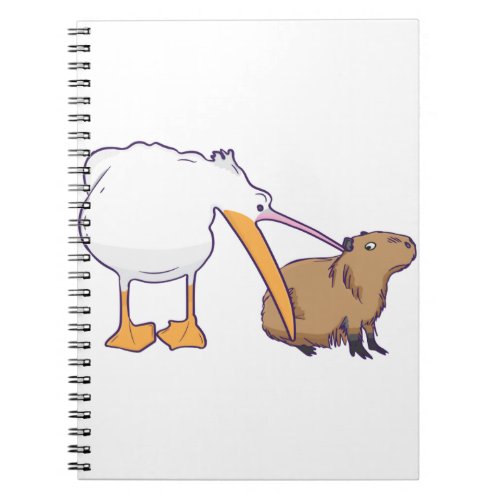 Pelican Tries to Eat Capybara Funny Cute Kawaii Notebook