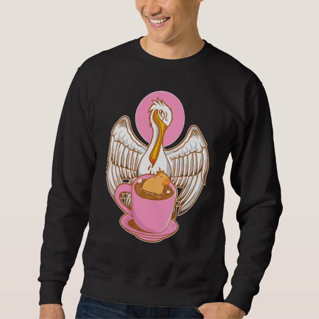 Pelican Tries To Eat Capybara Sweatshirt (Front)