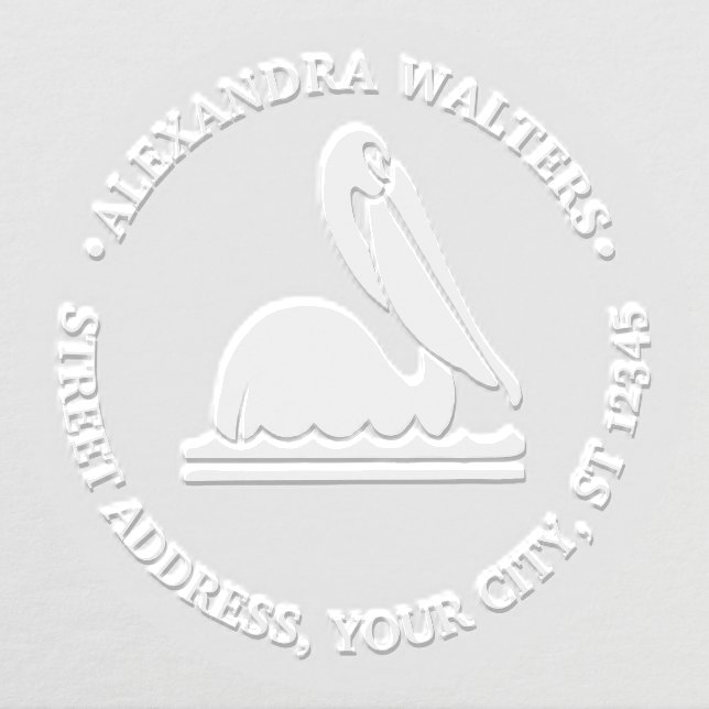 Pelican Water Birds Silhouette Name Return Address Embosser (Design)