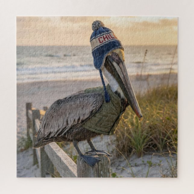 Pelican Wearing a Winter Hat Jigsaw Puzzle (Vertical)