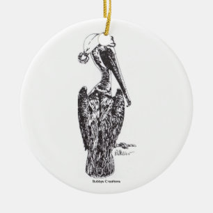 Pelican with Hat Ceramic Ornament