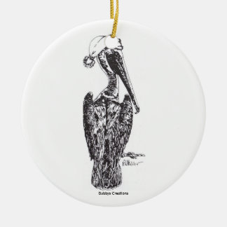Pelican with Hat Ceramic Ornament