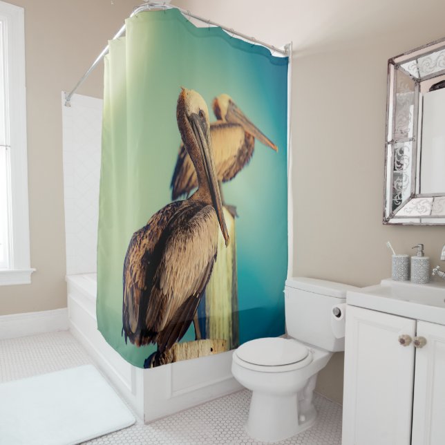 Pelicans at Dawn Shower Curtain (In Situ)