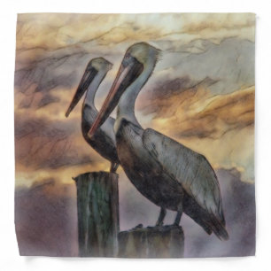 Pelicans At Sunset Bandana