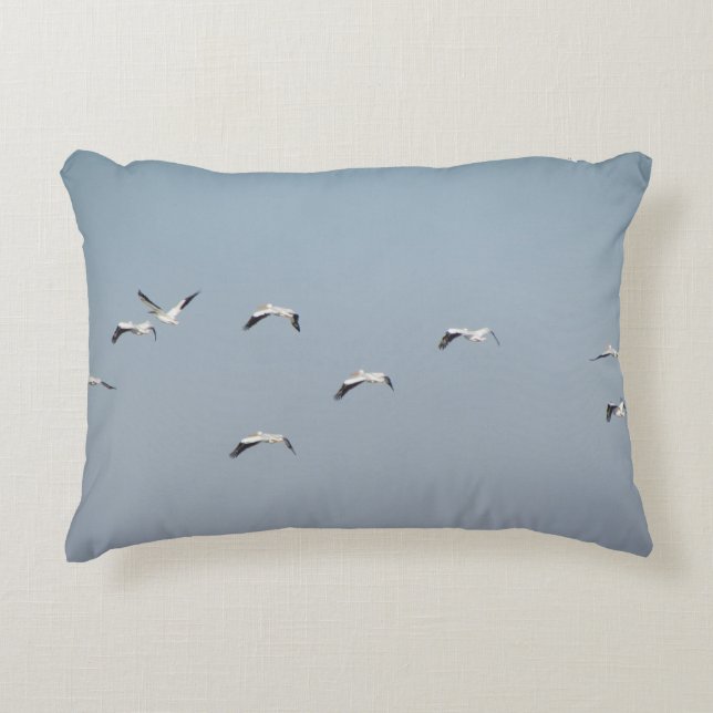 Pelicans in Flight Accent Pillow (Front)