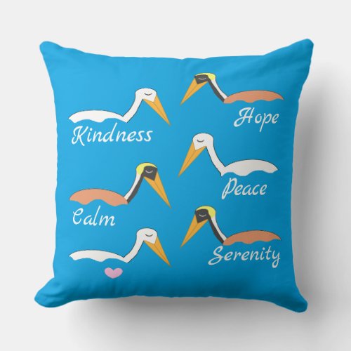 Pelicans in Meditation Throw Pillow