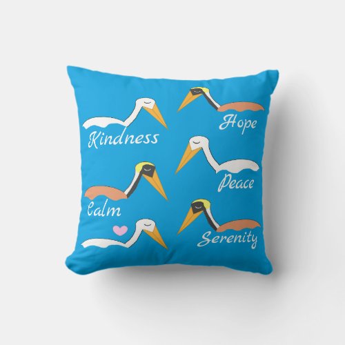 Pelicans in Meditation Throw Pillow