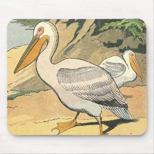 Pelicans on the Beach Illustrated Mouse Pad