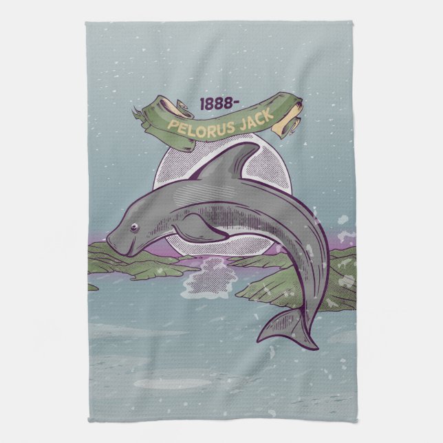 Pelorus Jack New Zealand Dolphin Kitchen Towel (Vertical)