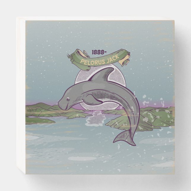 Pelorus Jack Risso's Dolphin Wooden Box Sign (Front Horizontal)