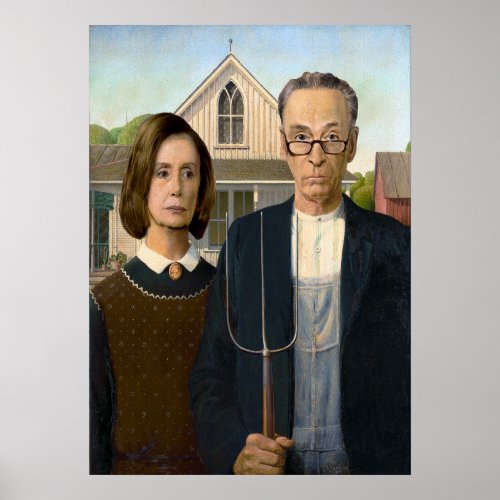 Pelosi and Schumer American Gothic Poster
