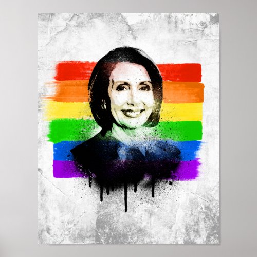 Pelosi Pride Flag Graffiti Poster