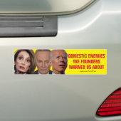 Pelosi Schumer Biden Domestic Enemies Bumper Sticker (On Car)