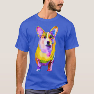 Pem Welsh Corgi Colorful Pop Art Portrait for Dog  T-Shirt