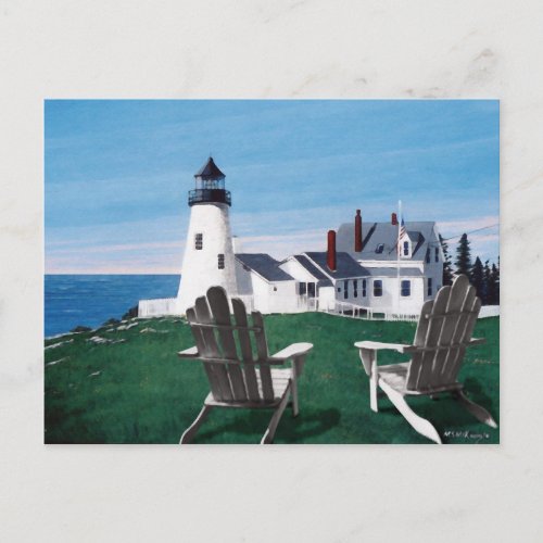 Pemaquid Lighthouse and Two Chairs Postcard