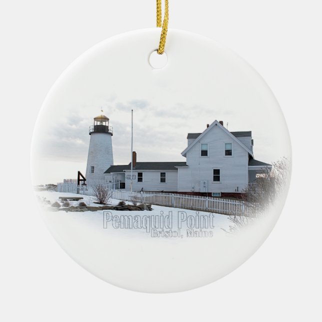Pemaquid Lighthouse Ceramic Ornament (Front)