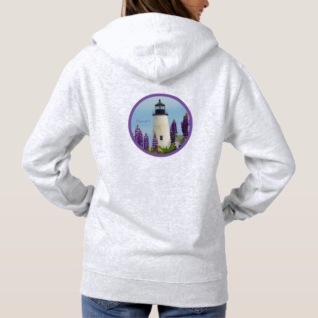 Pemaquid Point Bristol Coastal Maine Lighthouse Hoodie (Back)