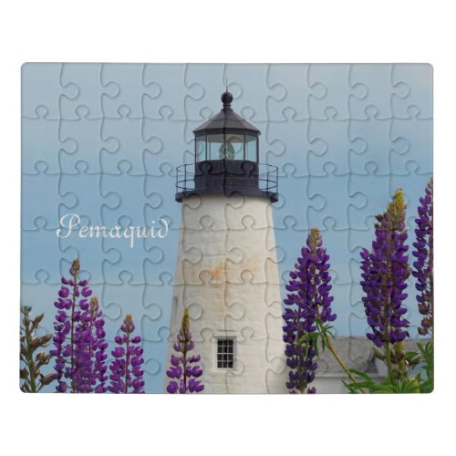 Pemaquid Point Custom Text Maine Lighthouse Jigsaw Puzzle