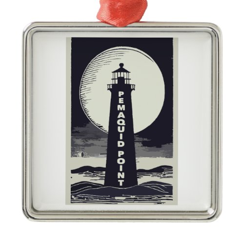 Pemaquid Point Light Moon Metal Ornament
