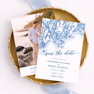 Pemaquid Point Light Wedding Maine Map Navy Blue Save The Date