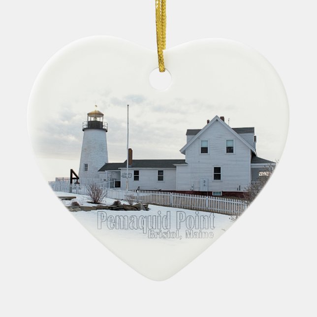 Pemaquid Point Lighthouse Ceramic Ornament (Front)