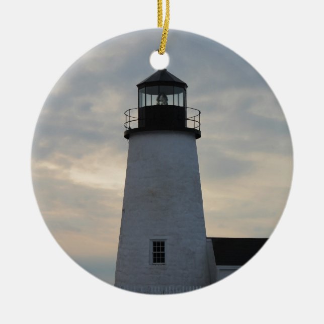 Pemaquid Point Lighthouse Ceramic Ornament (Front)