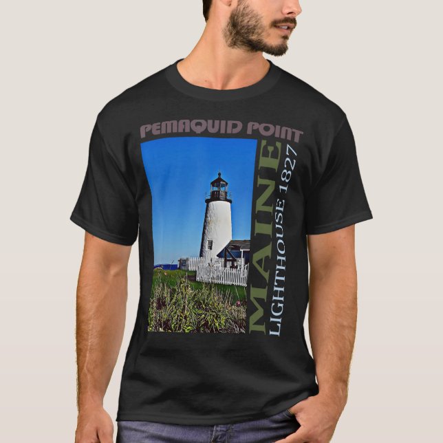 Pemaquid Point Lighthouse Maine Design T-Shirt (Front)