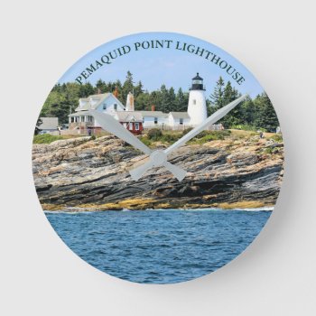 Pemaquid Point Lighthouse Maine Wall  Clock by LighthouseGuy at Zazzle