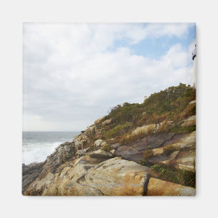 Pemaquid Point Lighthouse on a Rocky Hillside Magnet