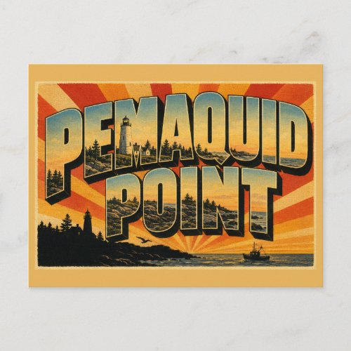Pemaquid Point Maine Granite Ledges Ocean Art Postcard