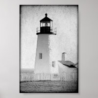 Pemaquid Point Maine Lighthouse Black and White