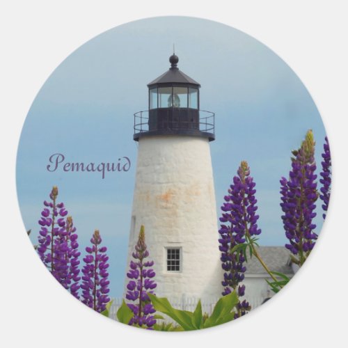 Pemaquid Point Plum Coastal Maine Lighthouse Classic Round Sticker