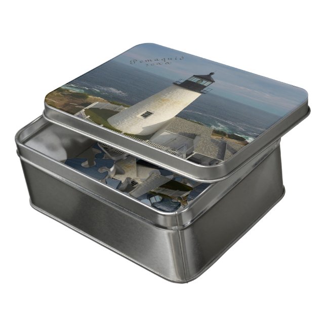 Pemaquid Point Scenic Coastal Maine Lighthouse Jigsaw Puzzle (Lid Open)