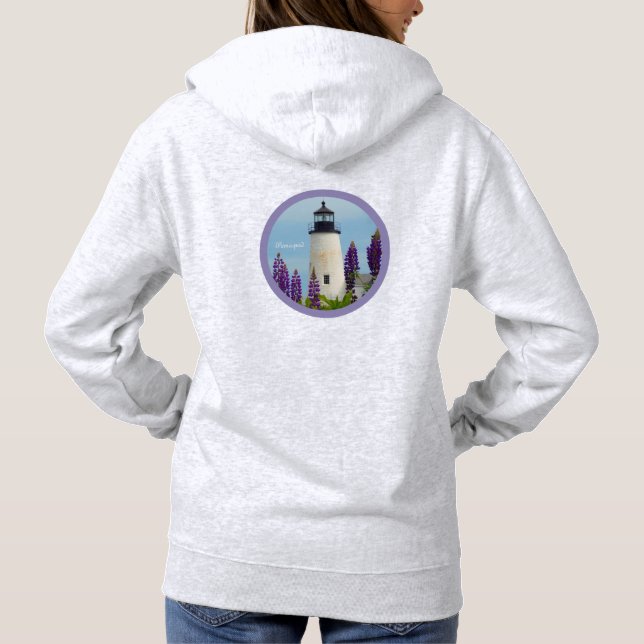 Pemaquid Point Surf WhiteCoastal Maine Lighthouse Hoodie (Back)