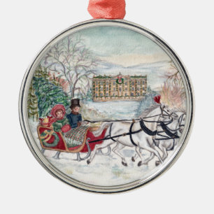 Pemberley Sleigh Ride - Jane Austen Metal Ornament