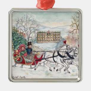 Pemberley Sleigh Ride - Jane Austen Metal Ornament
