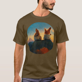 Pembroke Cardigan Welsh Corgi Dogs Sunset Watching T-Shirt