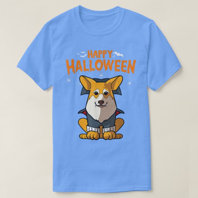 Pembroke Corgi Dog Halloween Costume Vampire Dracu T-Shirt (Design Front)
