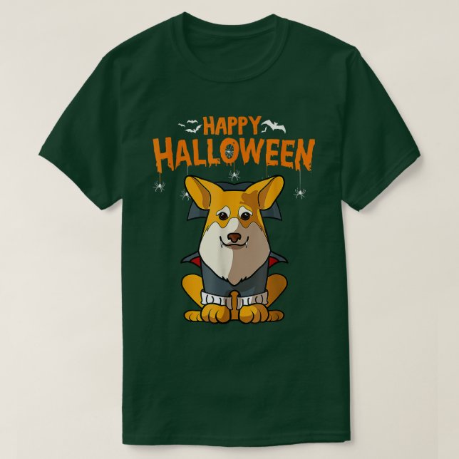 Pembroke Corgi Dog Halloween Costume Vampire Dracu T-Shirt (Design Front)
