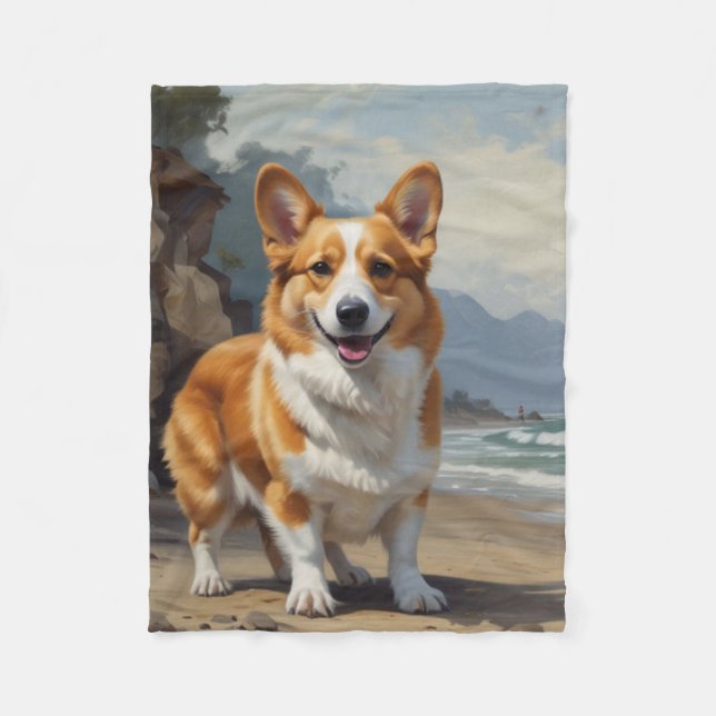 Pembroke Corgi Fleece Blanket (Front)